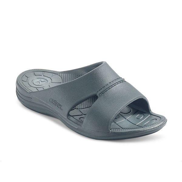Aetrex Men's Bali Orthotic Slippers Charcoal Sandals UK 5268-628